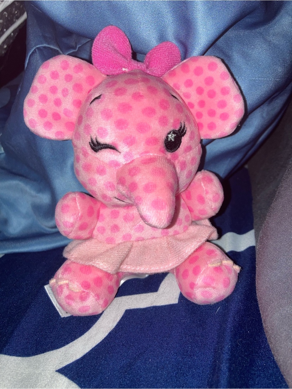 Disney Huffalump Wishable Pink Polka Dot Elephant Plush with Bow